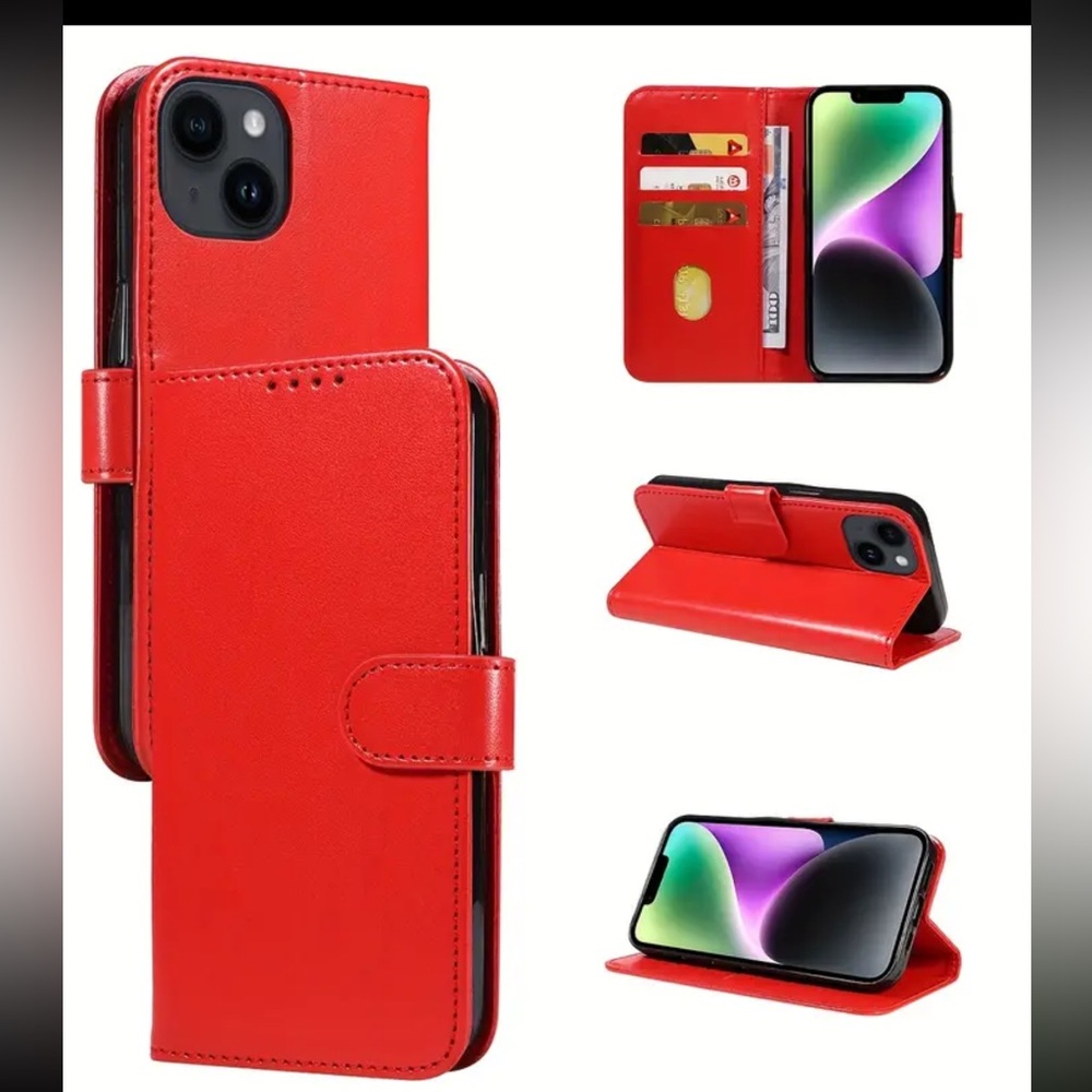 New- Faux leather wallet phone case w/card holder-iPhone 16 pro max 2 colors